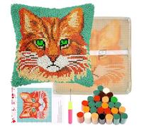Kit de almohada con gancho y nudo para hacer-lo-tú-mismo, juego de ganchos y almohadas para niños o adultos principiantes, gancho de cierre, adorno de lana de oveja, alfombra de bordado, kit de