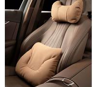 Kit de Almohada Lumbar y Cervical para BYD Dolphin 2021-2024, Cojín Lumbar para Coche y Reposacabezas Cervical Cuero,Light Brown