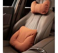 Kit de Almohada Lumbar y Cervical para BYD Dolphin 2021-2024, Cojín Lumbar para Coche y Reposacabezas Cervical Cuero,Orange