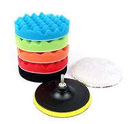 Kit de Almohadillas de Pulido para Coche 100mm, 5 Piezas Esponjas + 1 Lana + Adaptador de Taladro, Sistema Completo para Pulir, Abrillantar y Acabado Profesional de Pintura