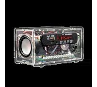 Kit de altavoces BT5.0 con función de radio FM, proyecto de práctica de soldadura, pantalla digital, control remoto y LED sensible a la música (carcasa transparente)