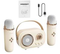 Kit de altavoces inalámbricos para karaoke, pequeño karaoke con dos micrófonos, juego de altavoces portátiles de entretenimiento en casa con cable de carga
