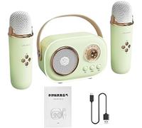 Kit de altavoces inalámbricos para karaoke, pequeño karaoke con dos micrófonos, micrófonos portátiles para cantar con cable de carga, entretenimiento en el hogar