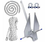 Kit de anclaje de Danforth galvanizado para barcos de 8-16 pies, incluye cuerda de cadenas de grillos, conjunto de Fluke resistente a la corrosión para la pesca de la cubierta del pontón que se sostie