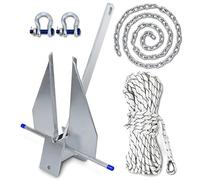 Kit de anclaje de Danforth galvanizado para barcos de 8-16 pies, incluye cuerda de cadenas de grillos, conjunto de Fluke resistente a la corrosión para la pesca de la cubierta del pontón que se sostie