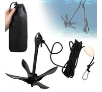 Kit de anclaje para kayak de 1.5/3.5 libras, ancla plegable compacta con boya de marcador de cuerda marina y bolsa de transporte, accesorios portátiles para kayak, canoas, SUP, moto acuática, lancha
