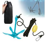 Kit de anclaje para kayak de 1.5/3.5 libras, ancla plegable compacta con boya de marcador de cuerda marina y bolsa de transporte, accesorios portátiles para kayak, canoas, SUP, moto acuática, lancha