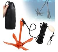 Kit de anclaje para kayak de 1.5/3.5 libras, ancla plegable compacta con boya de marcador de cuerda marina y bolsa de transporte, accesorios portátiles para kayak, canoas, SUP, moto acuática, lancha