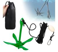 Kit de anclaje para kayak de 1.5/3.5 libras, ancla plegable compacta con boya de marcador de cuerda marina y bolsa de transporte, accesorios portátiles para kayak, canoas, SUP, moto acuática, lancha