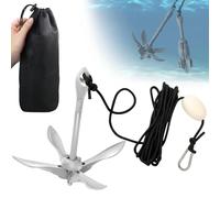Kit de anclaje para kayak de 1.5/3.5 libras, ancla plegable compacta con boya de marcador de cuerda marina y bolsa de transporte, accesorios portátiles para kayak, canoas, SUP, moto acuática, lancha