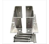 Kit de Anclajes Ajustables para Postes de Cerca de Alta Resistencia, Soportes de Base con Brida de Acero Inoxidable para terrazas, pérgolas, barandillas y buzones - Sistema de Soporte de 16