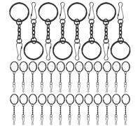 Kit de Anillas para Llaveros con Diseño de Ondas,50 Piezas Gancho Llavero Mosqueton 25mm Keychain Anillas Metalicas Argollas Porta Chaves para Hacer Llaveros Manualidades,Bisutería DIY Negro