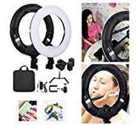 Kit de anillo de luz LED regulable de 12 pulgadas con soporte de mesa,baterías,cargadores,bolsa de transporte,portafotos para retrato Selfie Youtube Foto Video Estudio Fotografía Iluminación