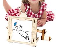 Kit De Animación De Manivela - Zoetrope Espejo De Manivela DIY Para Proyecto Científico STEM Sin Baterías | Conjunto De Modelo De Madera Diseño TV Retro, Adecuado Para 8-12 Años, Domici