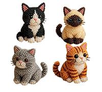 Kit De Animales Con Cuentas - Decoración Hogar 3D Pequeña Adorable | Set Bordado Cuentas Mascotas Gatito DIY | Para Mujeres Adultos Adolescentes Principiantes Hogar Oficina Escuela Dormitorio