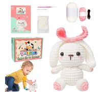 Kit De Animales De Ganchillo Conejito,Kit De Ganchillo Para Principiantes,Kit de tejido para principiantes para adultos | Lanas que hacen punto los ornamentos materiales de la muñeca del ganchillo del