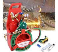 Kit de antorcha de acetileno de oxígeno, equipo profesional portátil de soldadura y corte con medidor y boquilla larga de latón para soldar