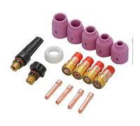 Kit de antorcha de soldadura TIG 16pcs para WP-17 18 26 para lente de gas rechoncho Boquilla de alúmina Copa de cerámica consumibles