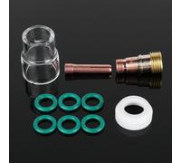 Kit de antorcha de soldadura TIG de 10 piezas con lente de gas rechoncho y copa de vidrio transparente #12 para WP-17 WP-18 WP-26 Series antorchas refrigeradas por aire para Rilon