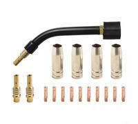 Kit de antorcha MIG de soldador eléctrico de 17 piezas con cuello de antorcha, puntas de contacto, boquillas para soldadura AK15 MB15, apertura de 0,6 mm, 0,8 mm y 0,9 mm (kit de cuello de 0,6 mm)