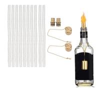 Kit De Antorcha Para Botella De Vino, 10 Piezas, Kit De Mechas Para Antorcha Para Botella De Vino, Mechas De Repuesto De Fibra De Vidrio Con Soportes Y Tapas Para Mecha De Antorcha De Latón Para Decor