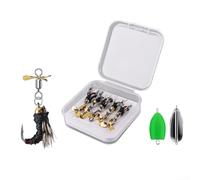 Kit de anzuelos de pesca para mosca, 5 piezas atados a mano con lentejuelas giratorias, con caja de almacenamiento, ganchos de acero de alto carbono para trucha, lubina, salmón, aparejos de agua