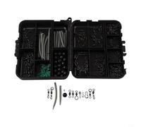 Kit de aparejo de terminal de pesca de 300 piezas para carpas que consta de pesos, clips, ganchos, giratorios y broches empaquetados en caja de plástico resistente para uso organizado