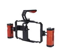 Kit de aparejo de video para smartphone, aleación de aluminio, asas de madera duales, jaula de teléfono para vlogs y videos en vivo