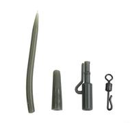Kit de aparejos de pesca de carpa, 120 piezas, clips líderes de seguridad, cambio rápido, giratorios, mangas antienredos, conos de cola para aparejos gruesos de agua dulce (verde)