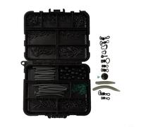 Kit de aparejos de pesca de carpas con pesas, ganchos de clip, giratorios y aparejos terminales para carpa, lubina, trucha, chub, pesca de roca en caja de plástico duradera