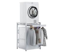 Kit de apilamiento de soporte para lavadora, 3 engranajes de altura ajustable, unidad apiladora de secadora, carga máxima de 660 libras, marco de metal de 4 x 4 cm de grosor, para baño, lavandería
