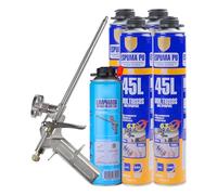 Kit de Aplicación de Espuma de Poliuretano - Incluye 4 Botes de 750ml, 1 Pistola de Aplicación y 1 Limpiador de Espuma 500ml - Ideal para Sellado y Aislamiento