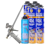 Kit de Aplicación de Espuma de Poliuretano - Incluye 6 Botes de 750ml, 1 Pistola de Aplicación y 1 Limpiador de Espuma 500ml - Ideal para Sellado y Aislamiento