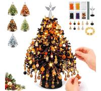 Kit de árbol de Navidad con cuentas, juego de manualidades de cuentas de cristal 3D con luces, cuentas coloridas, marco de alambre, crea tu propia artesanía de cuentas brillantes, regalo de decoración