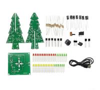 Kit de árbol de Navidad LED intermitente con tablero de música y luces de 7 colores, proyecto de montaje de soldadura electrónica para estudiantes, principiantes y decoración festiva (A)
