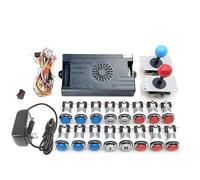 Kit de Arcade 9800 en 1 Caja con Botones LED de Arcade Mame 5 Pines 8 vías Joystick Arcade Kit de 4 Jugadores para Bricolaje en el hogar Videojuego (Rojo y Azul)