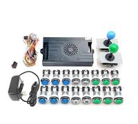 Kit de arcade 9800 en 1 Pandora Saga Caja con botones LED de arcade Mame 5 pines 8 vías Joystick Arcade Pandora DX Kit de 4 jugadores para bricolaje en el hogar Videojuego (azul y verde)