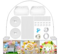 Kit de arco de globos ajustable de 10 pies de ancho x 8 pies de alto con bases de agua, soporte para globos con 40 clips, postes telescópicos de PVC para bodas, cumpleaños, graduación, decoraciones al