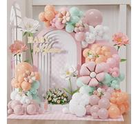 Kit de arco de globos Baby in Bloom, 130 globos naranja, rosa y verde salvia para niñas, bohemio, baby shower, flores, fiesta de cumpleaños, decoración de revelación de género