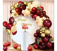 Kit de arco de globos, color burdeos, albaricoque, día de San Valentín, kit de guirnalda con globos metálicos de látex dorados, granada, cumpleaños, boda, aniversario, despedida de soltera