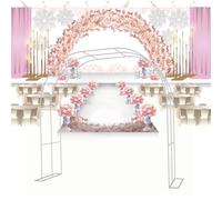 Kit de arco de globos de boda, marco de metal ajustable de 0,8 a 3,5 m, perfecto para plantas trepadoras y fiestas en el jardín, diseño resistente, color blanco elegante (2,7 x 2,4 m)