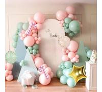 Kit de arco de globos de decoración de Navidad, globos de oro rosa pastel, verde, blanco y dorado con estrella de bastón de caramelo, globo de aluminio para Navidad, Navidad, cascanueces de jengibre