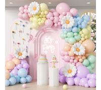 Kit de arco de globos de flores pastel de 136 piezas con globos de flores de color morado pastel, nude, rosa claro, para decoración de fiesta de cumpleaños