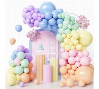 Kit de arco de globos de Pascua, guirnalda de globos arcoíris pastel, 18, 12, 10, 5 pulgadas, globos de látex pastel de diferentes tamaños para cumpleaños, primavera, Pascua, baby shower, boda