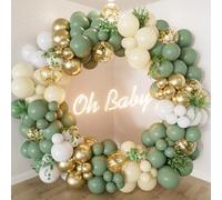 Kit de arco de globos dorado verde salvia, kit de arco de guirnalda de globos verde salvia con globo y dorado para baby shower, decoración de fiesta de cumpleaños, decoración de fiesta de