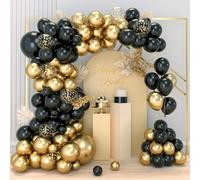 Kit de Arco de Globos Negro Dorado, 83pcs Guirnalda Globos Dorados y Negros con Globos de Confeti Oro para Decoraciones Fiestas Cumpleaños,Bodas,Fiestas de Jubilación,Baby Shower,Graduación,Año Nuevo