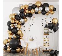 Kit de Arco de Globos Negro y Dorado - 134pcs Kit de Guirnalda de Globos Negro, Dorado y Plateado, Arco de Globos para Fiesta de Cumpleaños de Hombres, Boda, Aniversario, Graduación, Año Nuevo