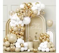 Kit de Arco de Globos Oro Blanco, 103pcs Guirnalda de Globos Dorados y Blancos Nude, Globos de Cumpleaños, Baby Shower, Decoración Cumpleaños Fiesta, Boda Bohemia, Bautizo, Graduación, Fin de Año
