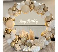 Kit de Arco de Globos Oro Blanco, 128pcs Guirnalda de Globos de Arena Blanca y Dorada con Globos Nude para Decoración de Fiesta de Cumpleaños, Baby Shower, Boda Bohemia, Aniversario, Graduación