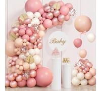 Kit de Arco de Globos Oro Rosa, 111pcs Arco Globos de Cumpleaños Rosa Retro Blanco, Decoración Fiesta Niña Oro Rosa para Boda, Baby Shower, Cumpleaños Niña Mujer, Despedida de Soltera, Compromiso